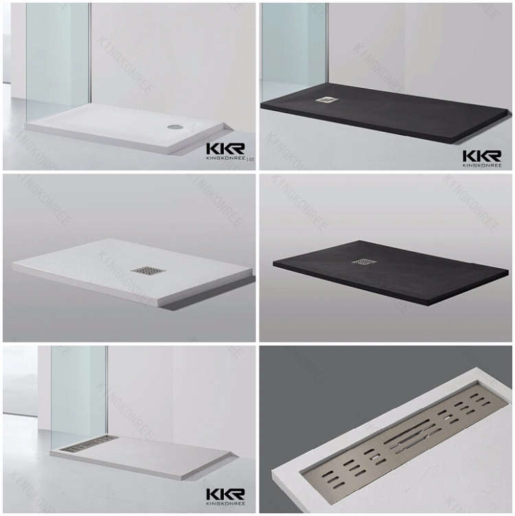 Bathroom Anti Slip Shower Base Solid Surface Black White Shower Tray